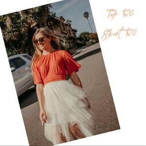 Layered tulle skirt in white